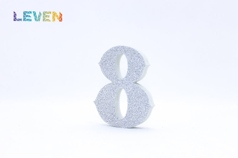 Letras decorativas 7cm Plata purpurina 8