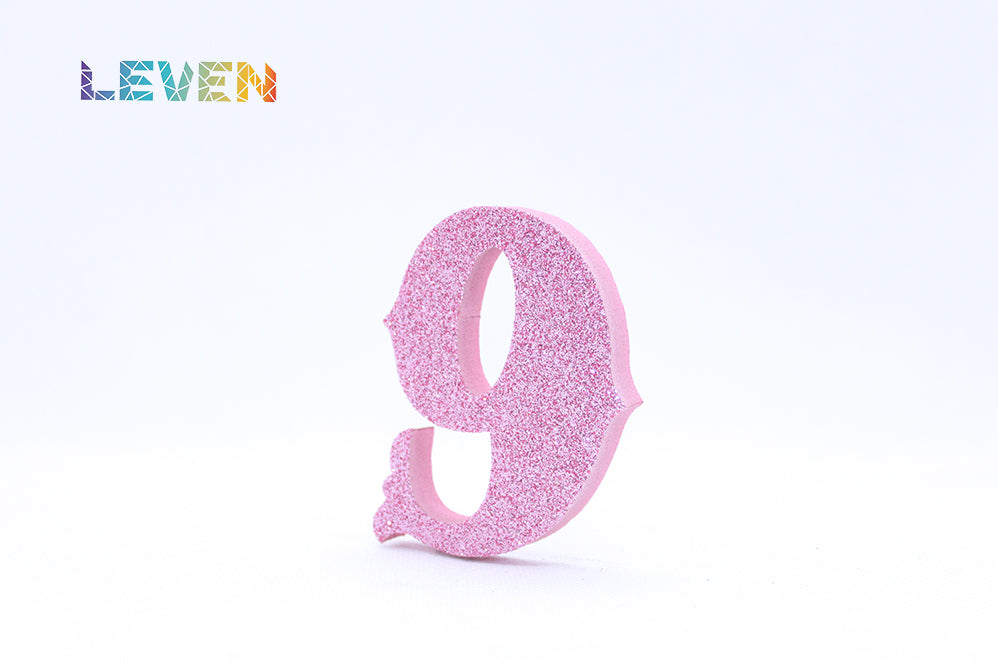 Letras decorativas 7cm Rosa purpurina 9