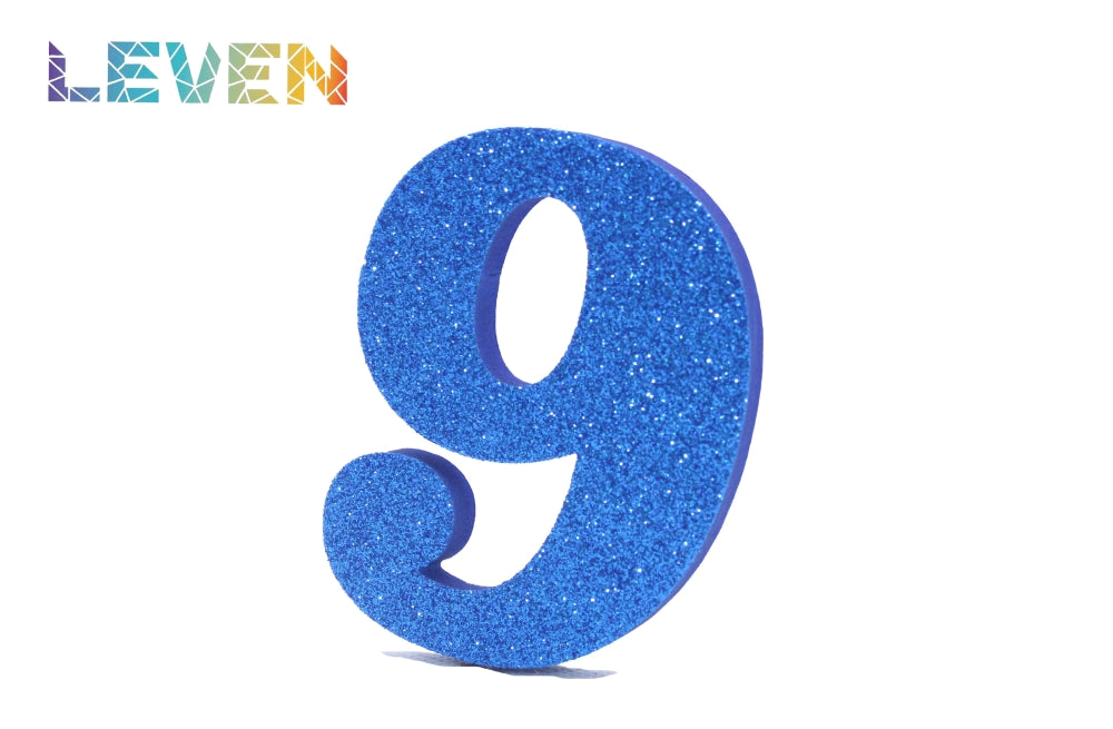 Letras decorativas 7.5cm Azul purpurina 9