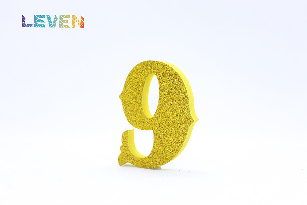 Letras decorativas 7cm Oro purpurina 9