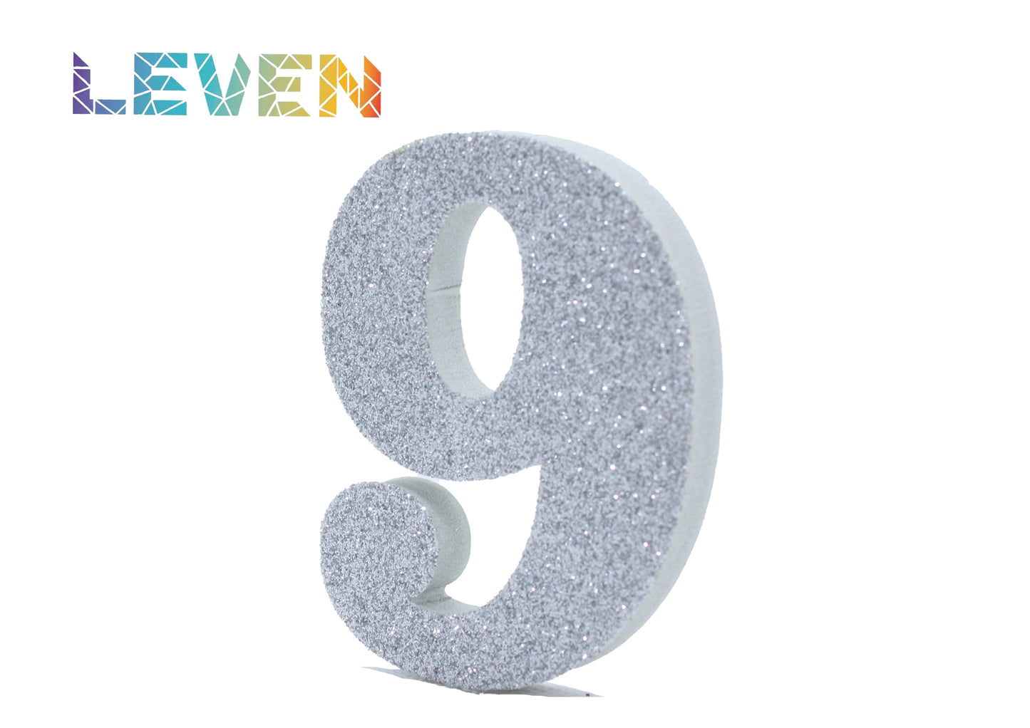 Letras decorativas 7.5cm Plata purpurina 9