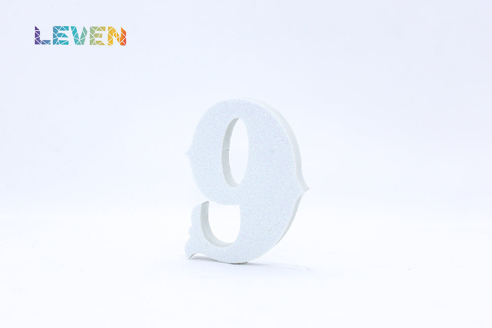 Letras decorativas 7cm Blanco purpurina 9