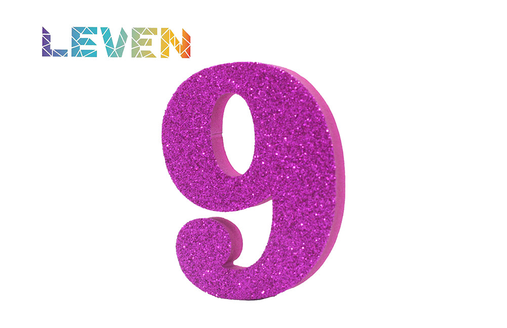 Letras decorativas 7.5cm Fucsia purpurina 9