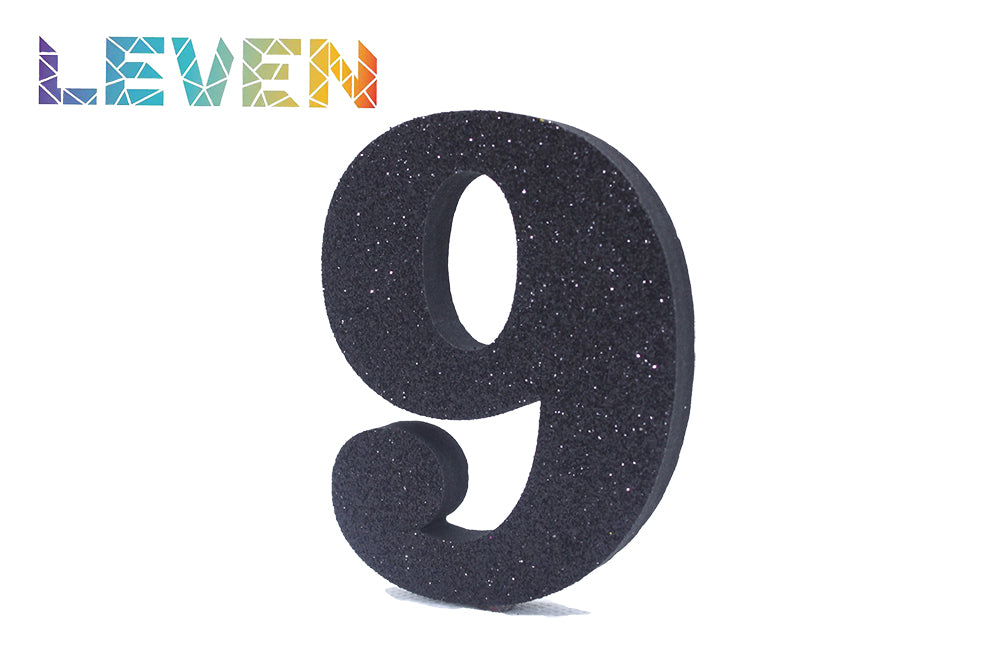 Letras decorativas 7.5cm Negro purpurina 9