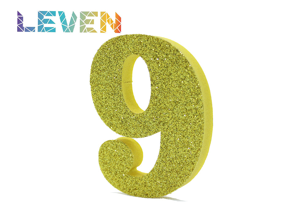 Letras decorativas 7.5cm Oro purpurina 9