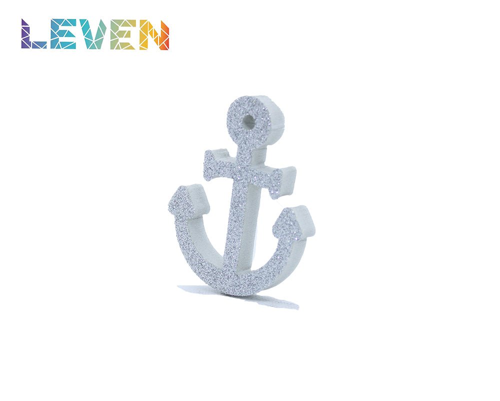 Letras decorativas 7.5cm Plata purpurina Ancla simple