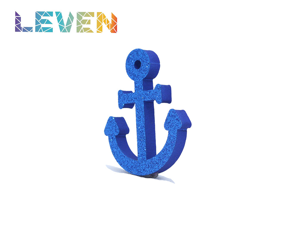 Letras decorativas 7.5cm Azul purpurina Ancla simple