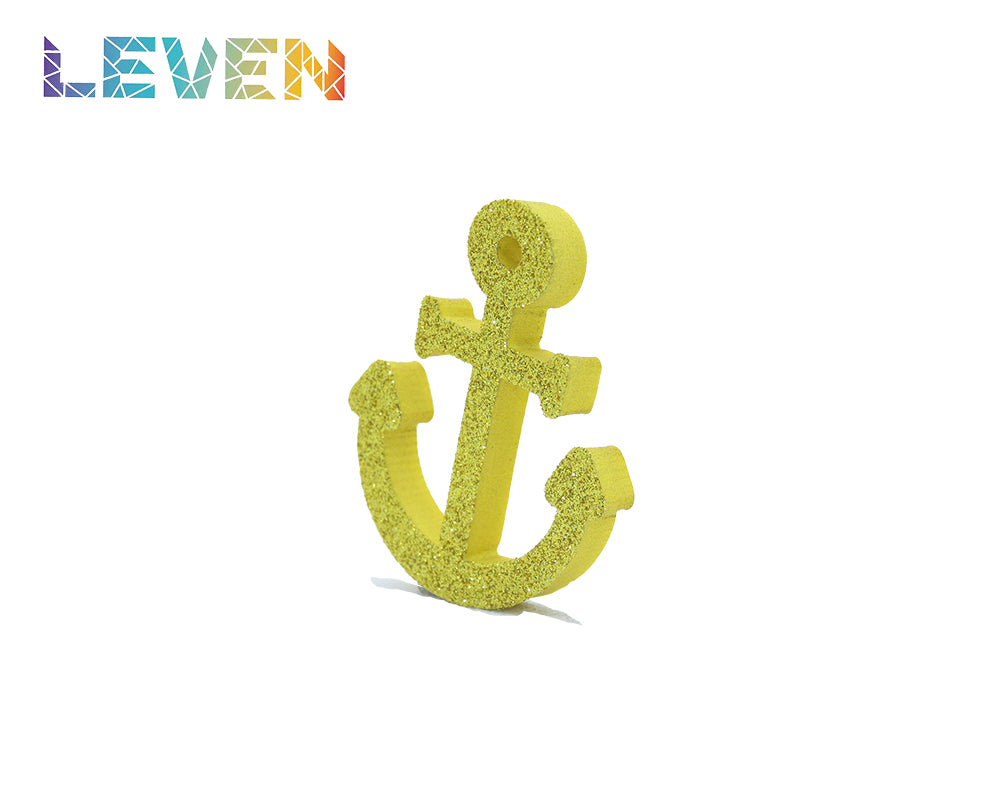 Letras decorativas 7.5cm Oro purpurina Ancla simple
