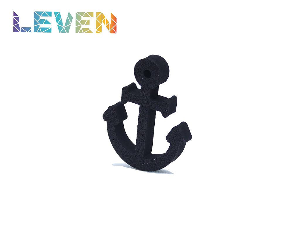 Letras decorativas 7.5cm Negro purpurina Ancla simple