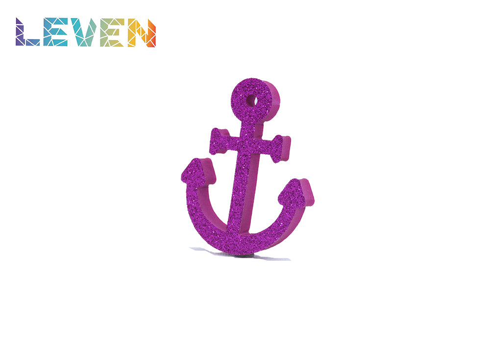Letras decorativas 7.5cm Fucsia purpurina Ancla simple