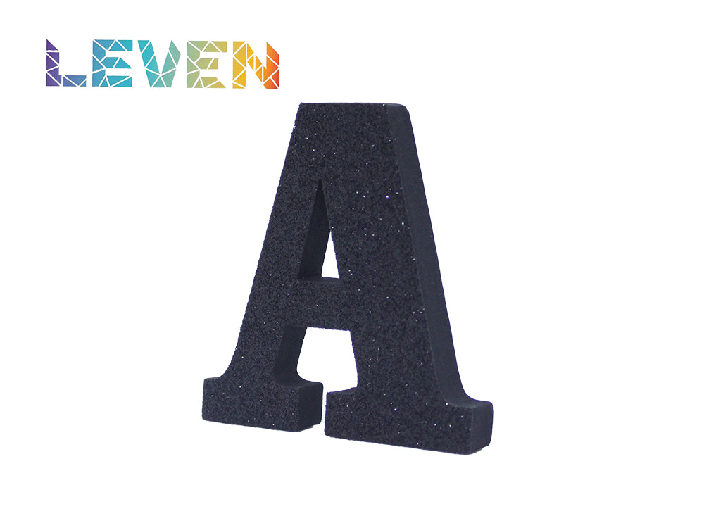 Letras decorativas 7.5cm Negro purpurina A
