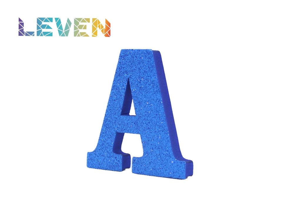 Letras decorativas 7.5cm Azul purpurina A