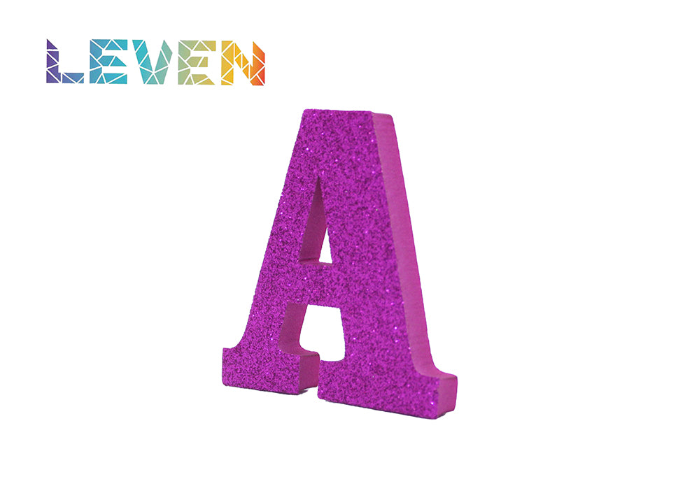 Letras decorativas 7.5cm Fucsia purpurina A