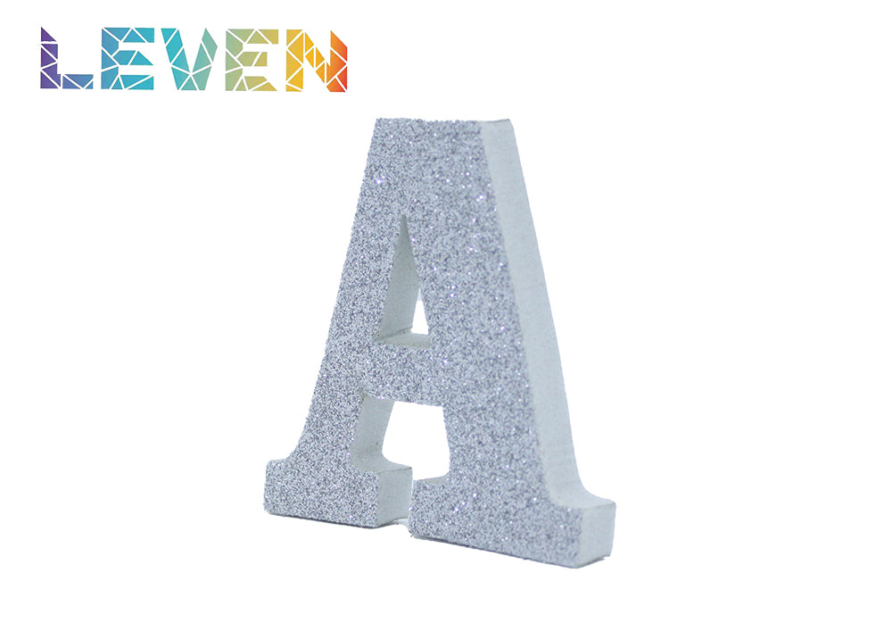 Letras decorativas 7.5cm Plata purpurina A
