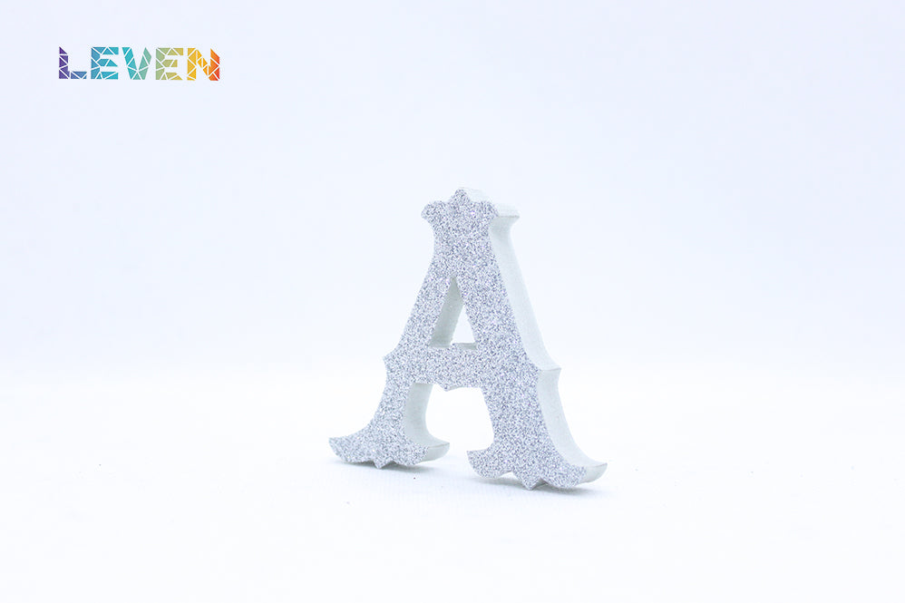 Letras decorativas 7cm Plata purpurina A