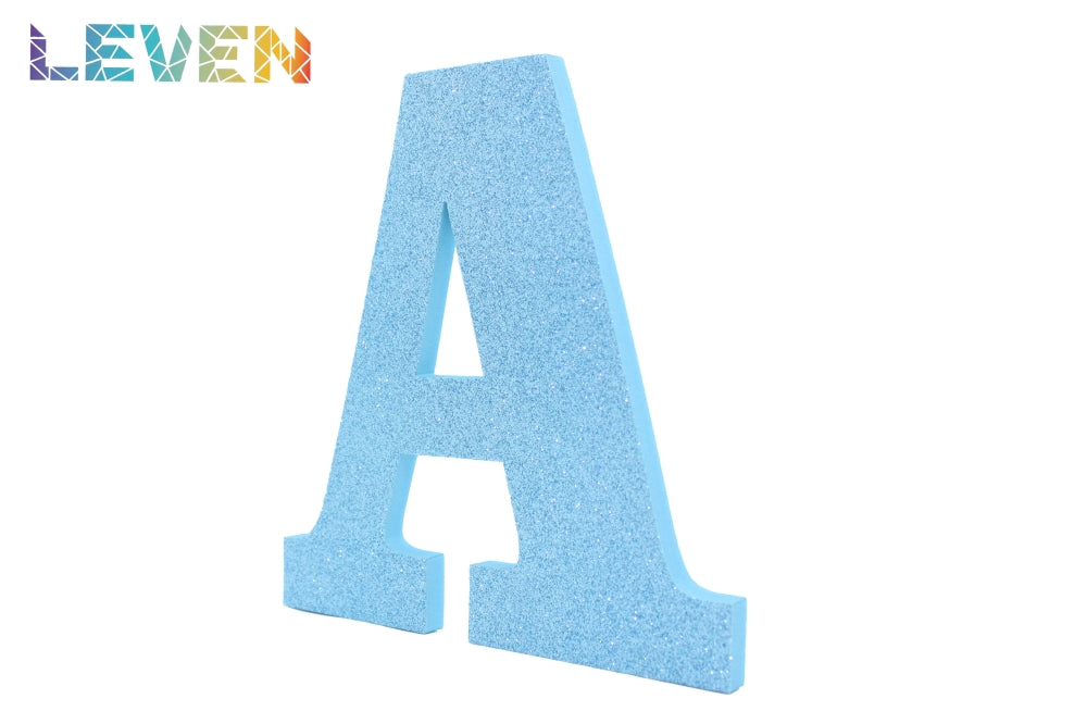 Letras decorativas 15-20cm Celeste purpurina A