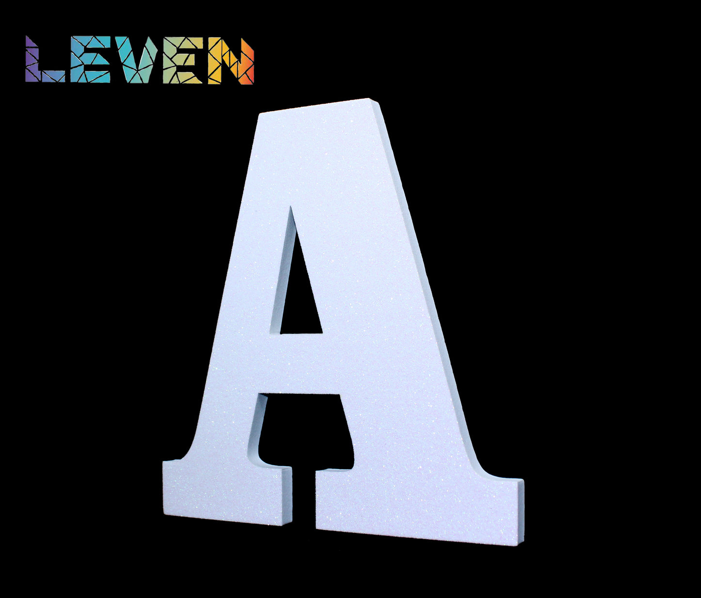 Letras decorativas 7.5cm Blanco purpurina A