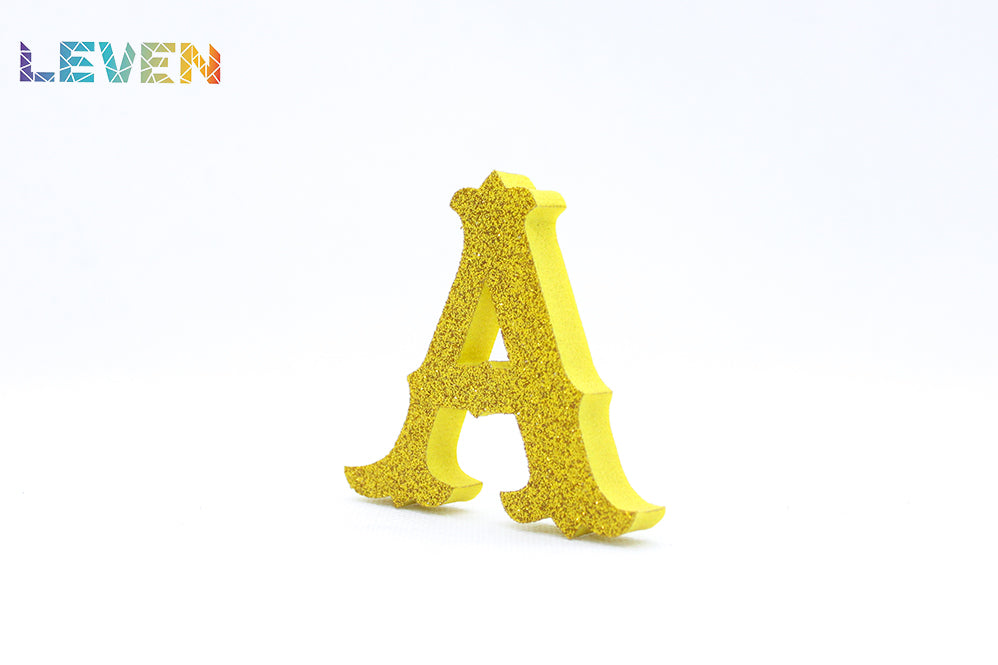 Letras decorativas 7cm Oro purpurina A
