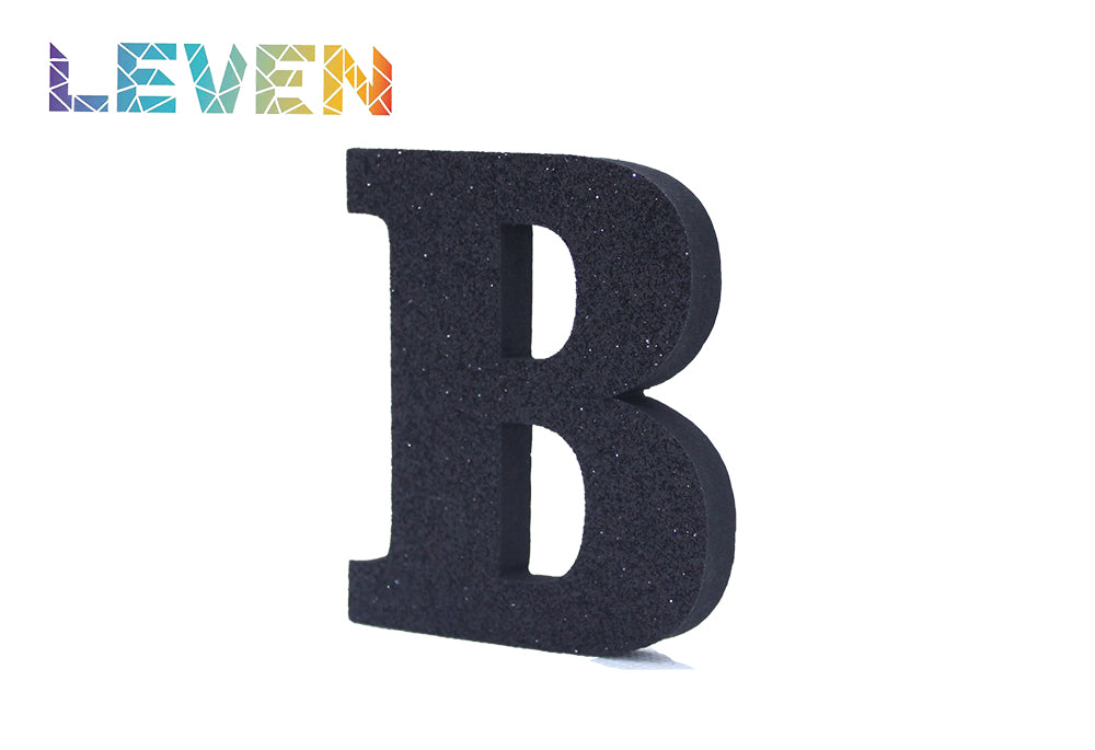 Letras decorativas 7.5cm Negro purpurina B