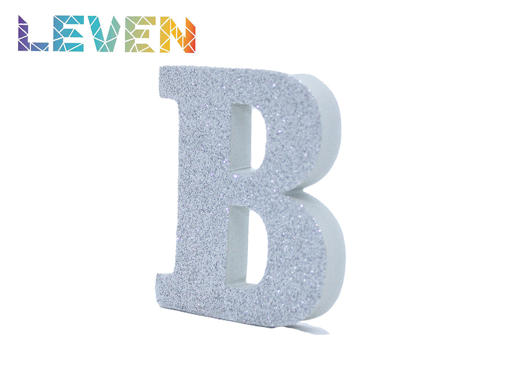 Letras decorativas 7.5cm Plata purpurina B
