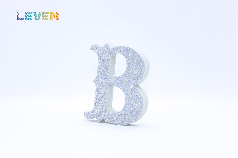Letras decorativas 7cm Plata purpurina B