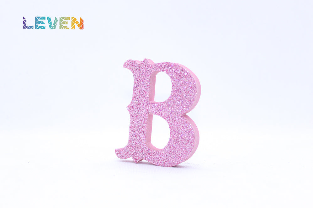 Letras decorativas 7cm Rosa purpurina B