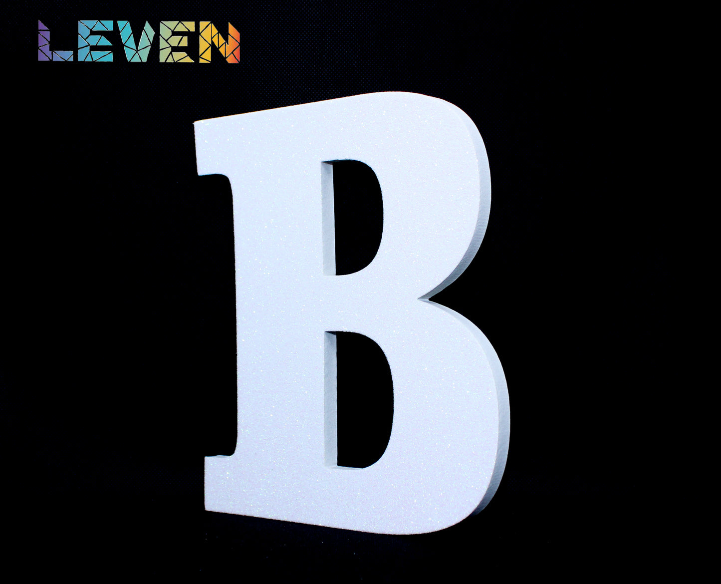 Letras decorativas 7.5cm Blanco purpurina B