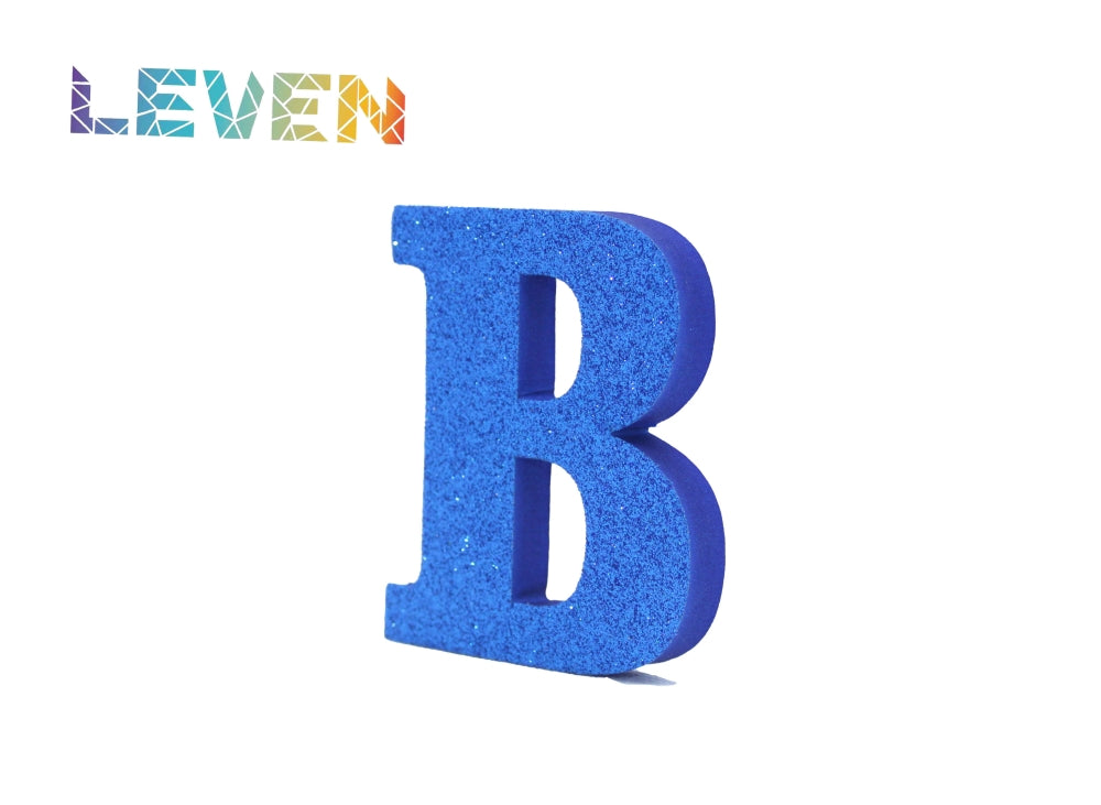 Letras decorativas 7.5cm Azul purpurina B