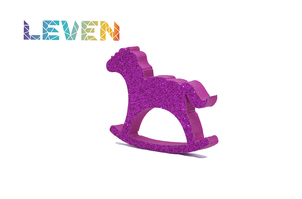 Letras decorativas 7.5cm Fucsia purpurina Caballito balancin
