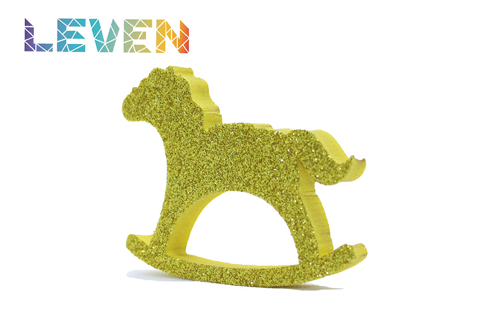 Letras decorativas 7.5cm Oro purpurina Caballito balancin