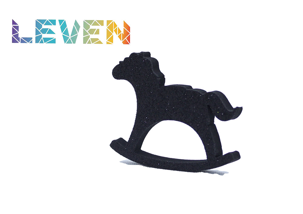 Letras decorativas 7.5cm Negro purpurina Caballito balancin