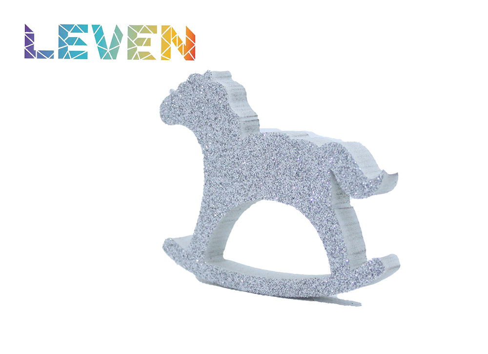 Letras decorativas 7.5cm Plata purpurina Caballito balancin
