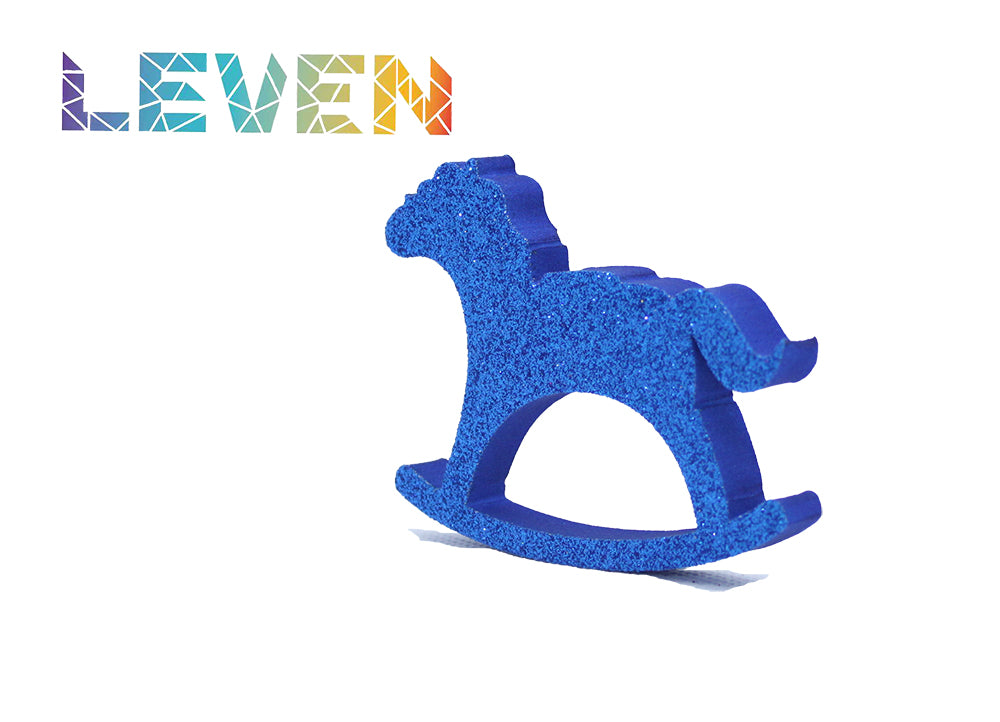 Letras decorativas 7.5cm Azul purpurina Caballito balancin