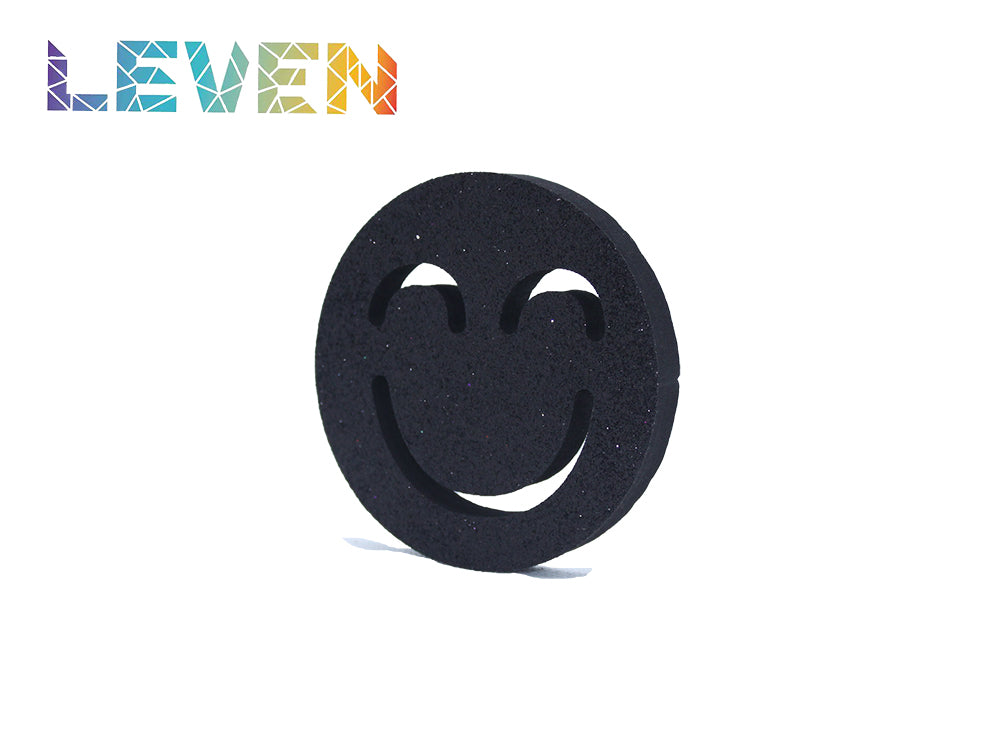 Letras decorativas 7.5cm Negro purpurina Cara sonriente