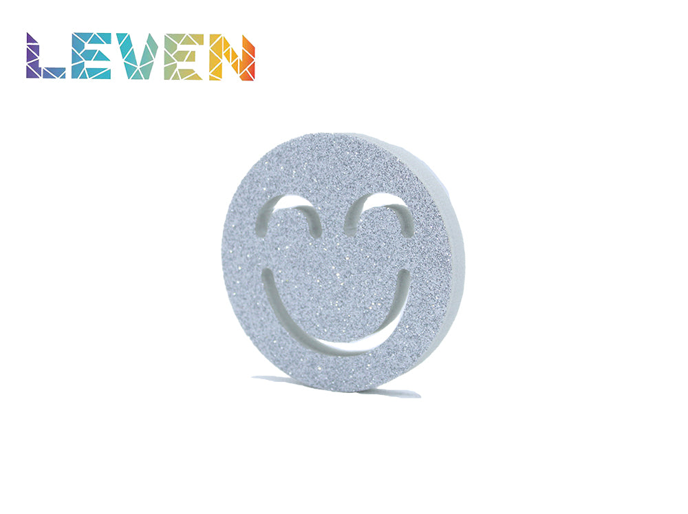 Letras decorativas 7.5cm Plata purpurina Cara sonriente