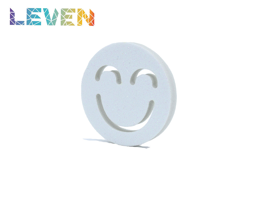 Letras decorativas 7.5cm Blanco purpurina Cara sonriente