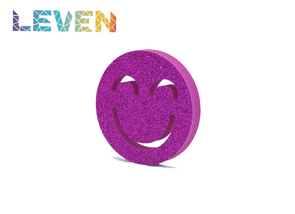 Letras decorativas 7.5cm Fucsia purpurina Cara sonriente