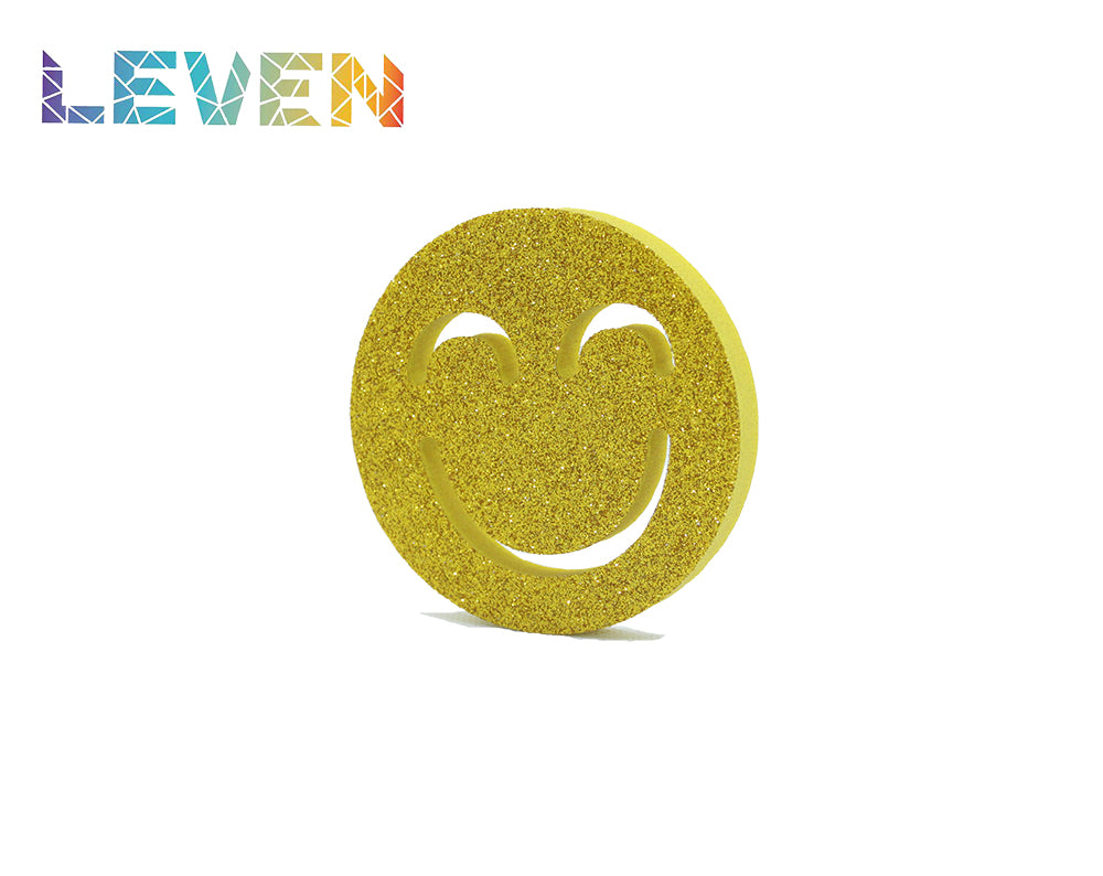 Letras decorativas 7.5cm Oro purpurina Cara sonriente