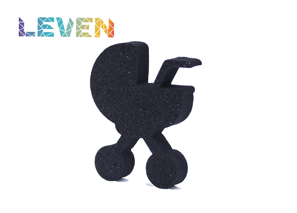 Letras decorativas 7.5cm Negro purpurina Carrito bebe