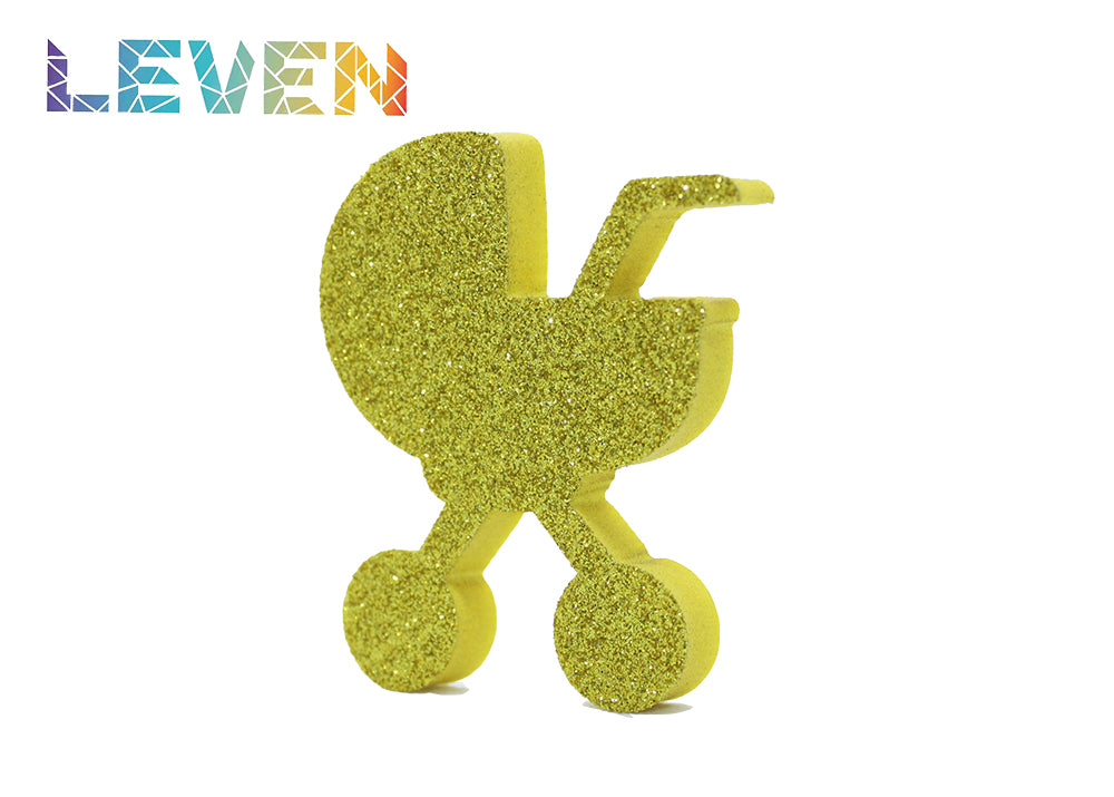 Letras decorativas 7.5cm Oro purpurina Carrito bebe