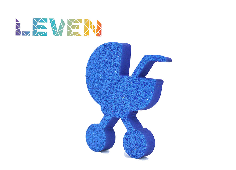 Letras decorativas 7.5cm Azul purpurina Carrito bebe