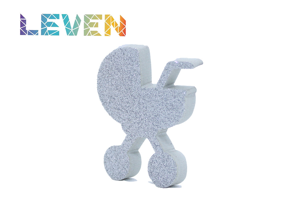 Letras decorativas 7.5cm Plata purpurina Carrito bebe