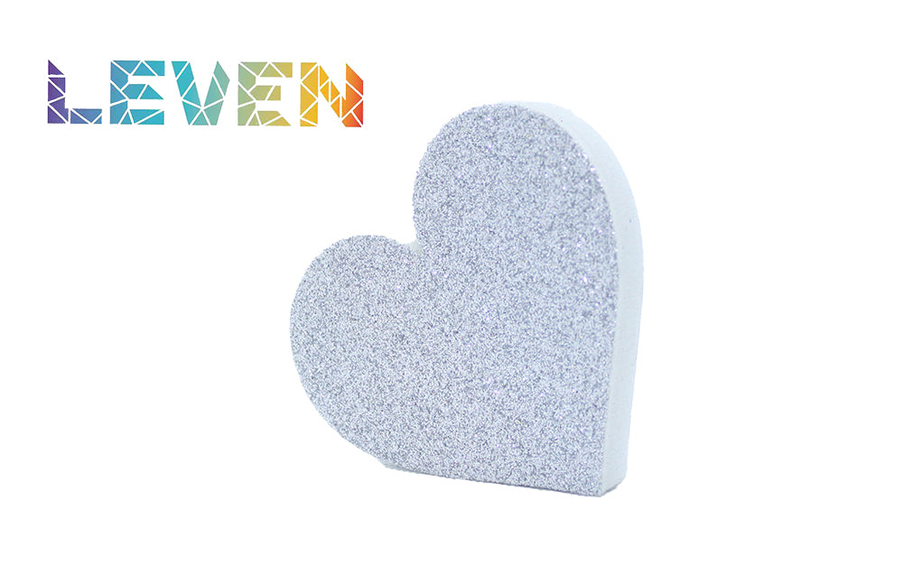Letras decorativas 7.5cm Plata purpurina Corazon