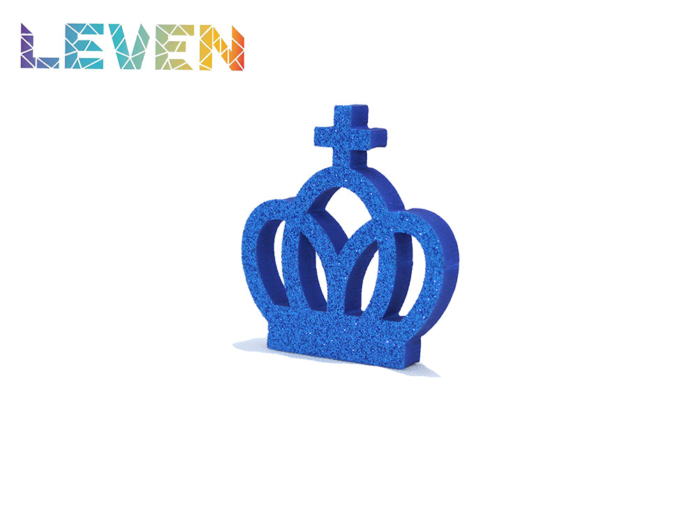 Letras decorativas 7.5cm Azul purpurina Corona cruz