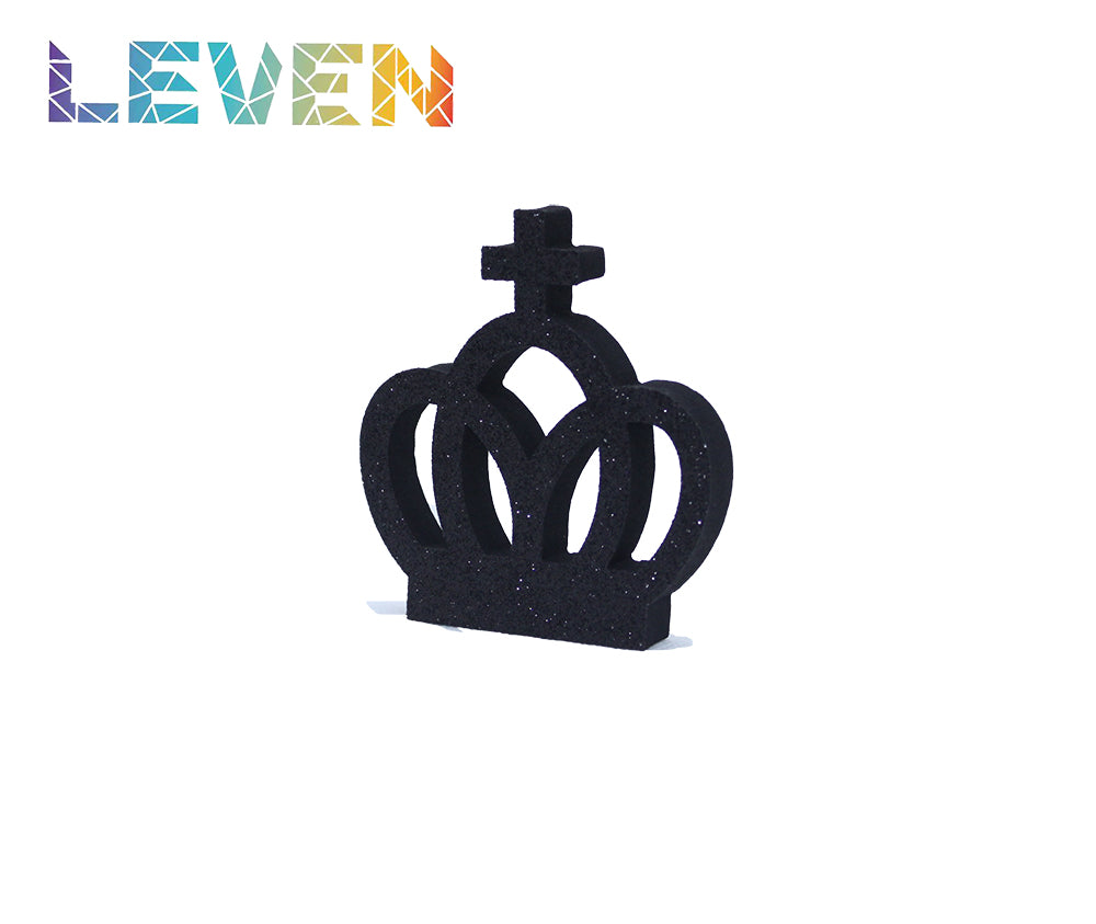 Letras decorativas 7.5cm Negro purpurina Corona cruz