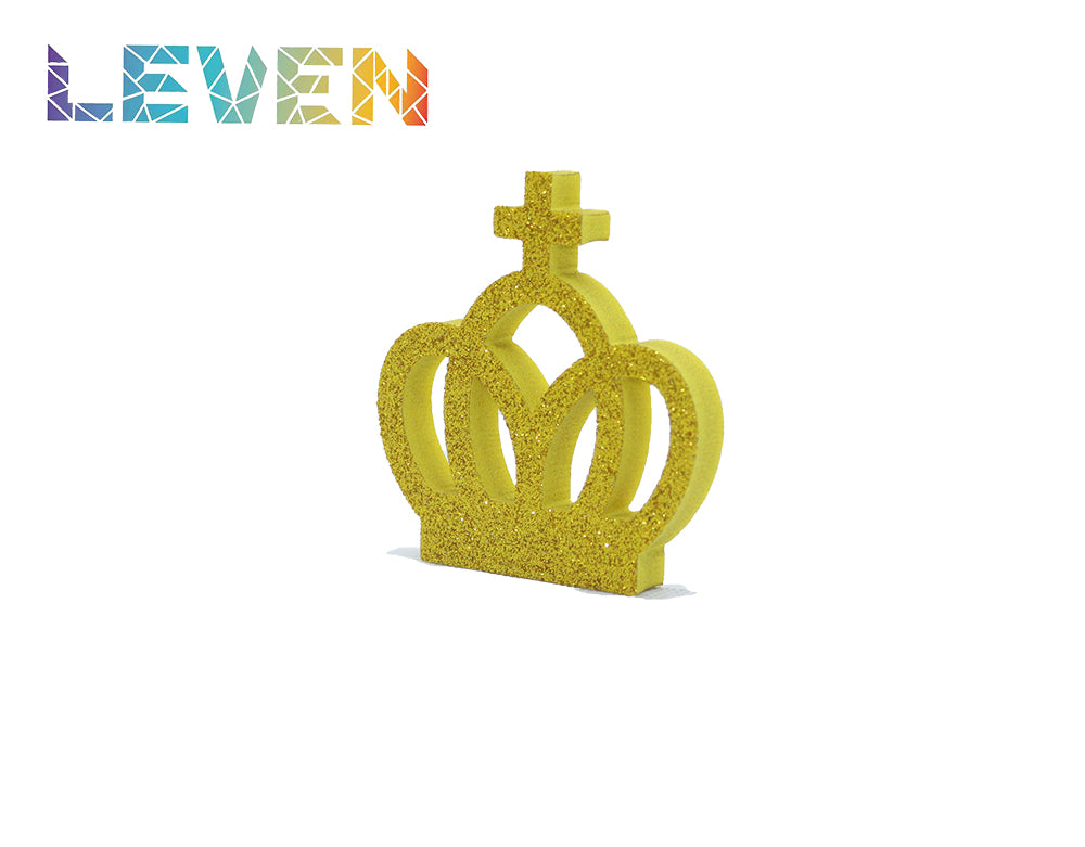 Letras decorativas 7.5cm Oro purpurina Corona cruz