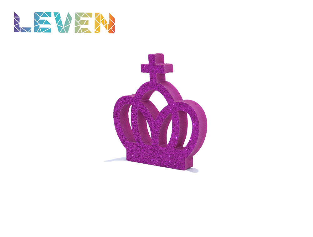 Letras decorativas 7.5cm Fucsia purpurina Corona cruz