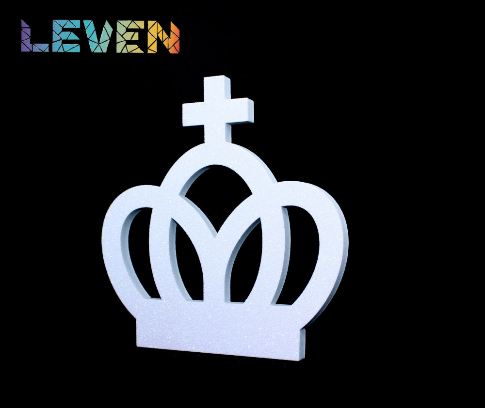 Letras decorativas 7.5cm Blanco purpurina Corona cruz