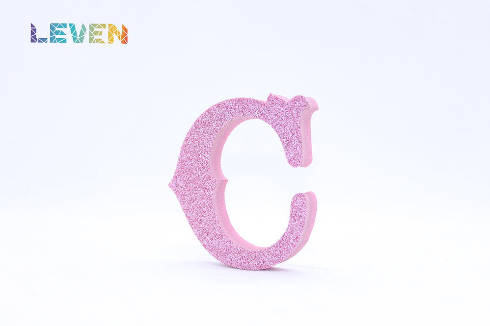 Letras decorativas 7cm Rosa purpurina C