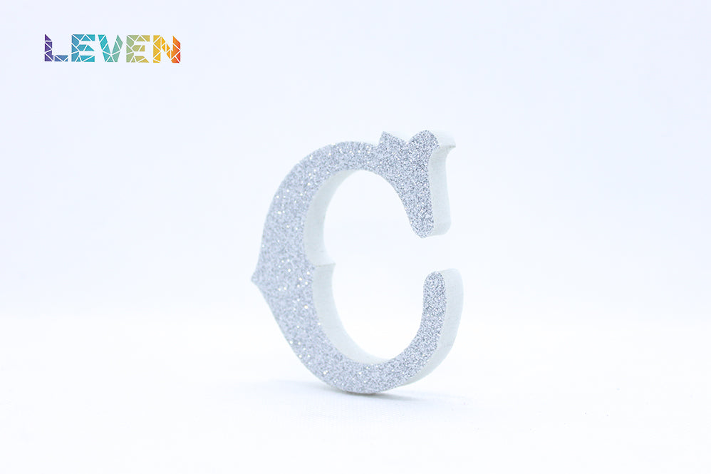 Letras decorativas 7cm Plata purpurina C
